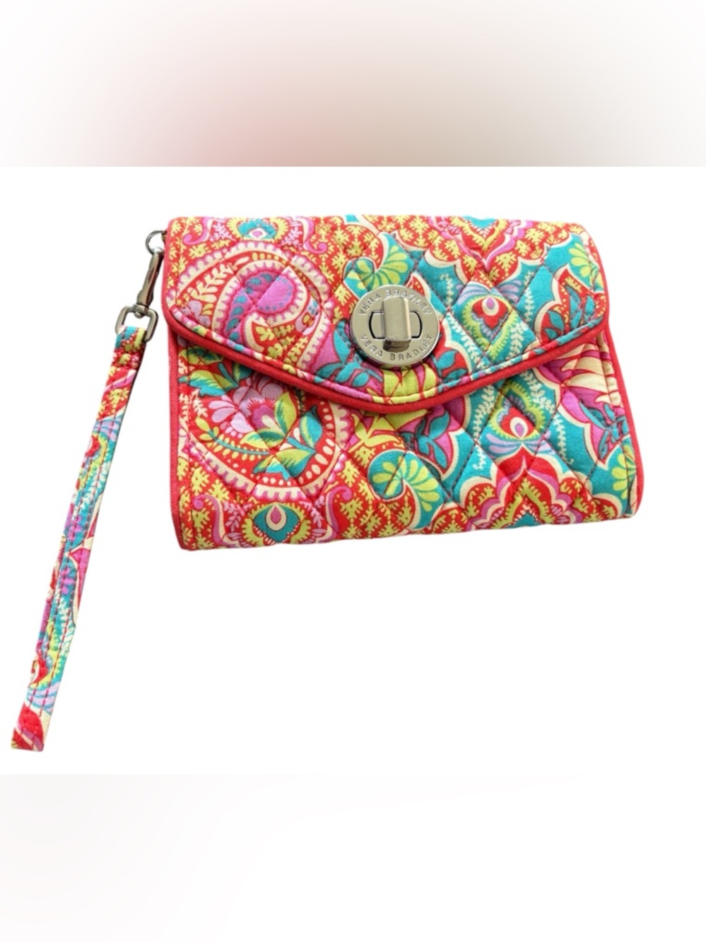 Vera Bradley Quilted Turnlock Wallet - Red, Turquoise, Pink, Yellow NWOT